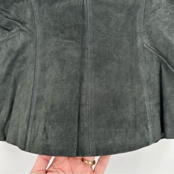 CHADWICKS of Boston 100% Leather Dark Gray Zip Down Lined Vest Size Small - Picture 7 of 13